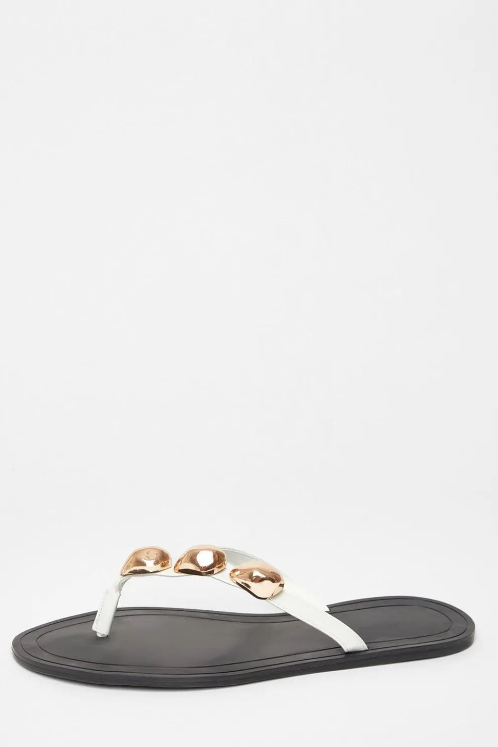 White Toe Thong Flat Sandals