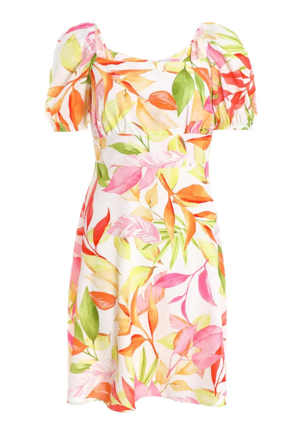 White Tropical Print Skater Dress
