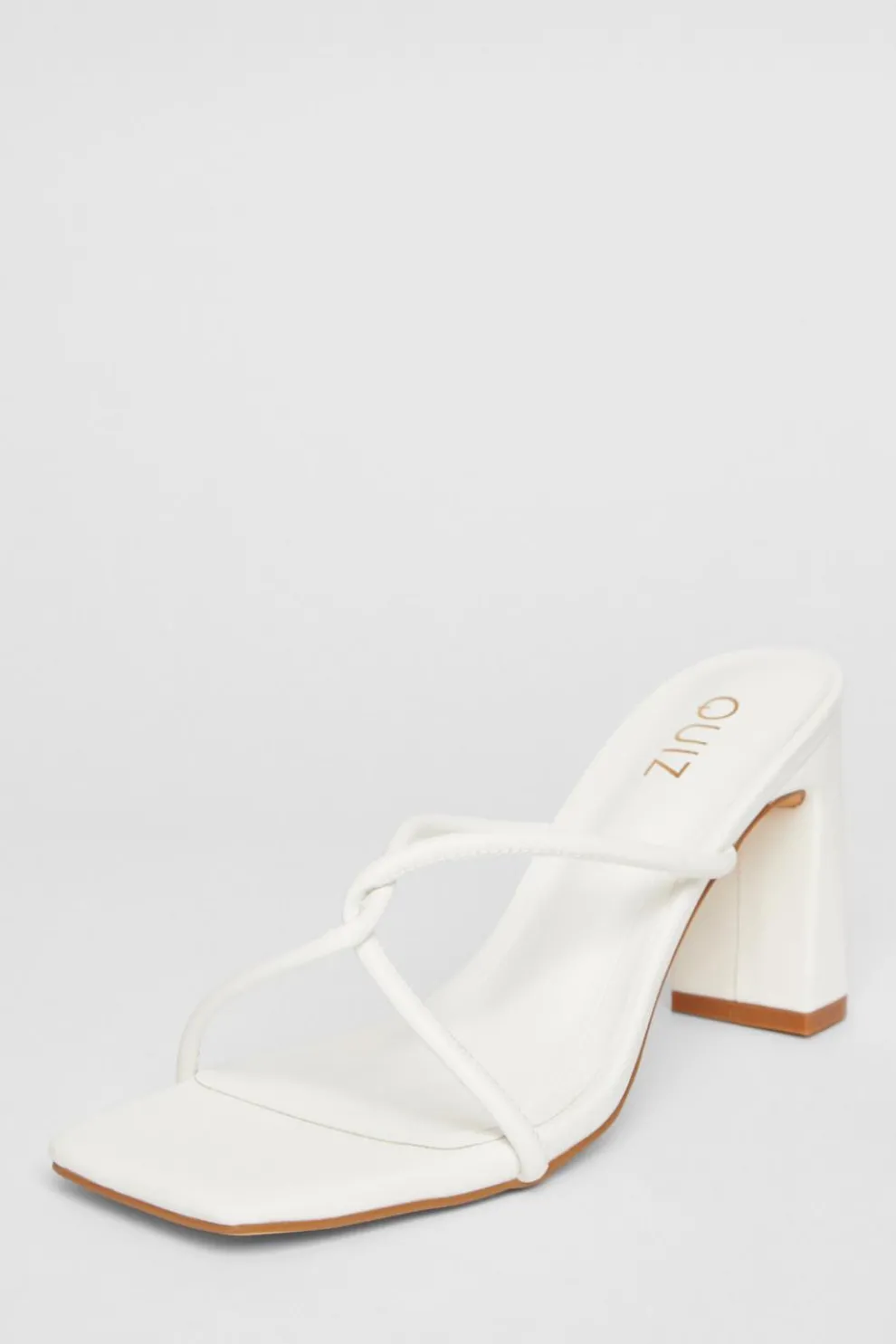 White Twist Front Strappy Block Heels