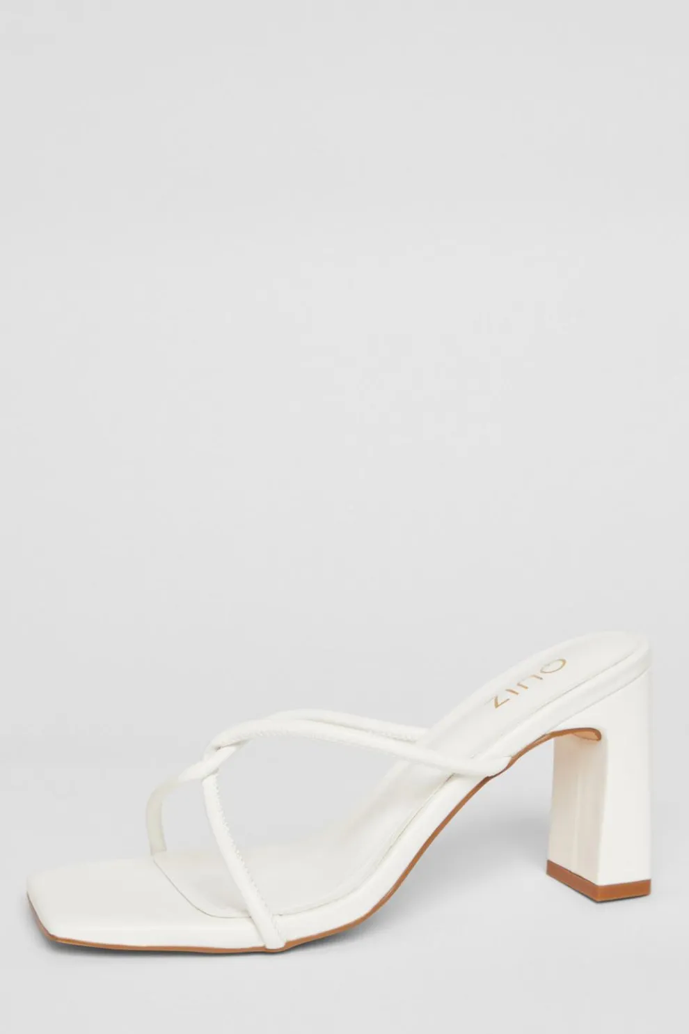White Twist Front Strappy Block Heels