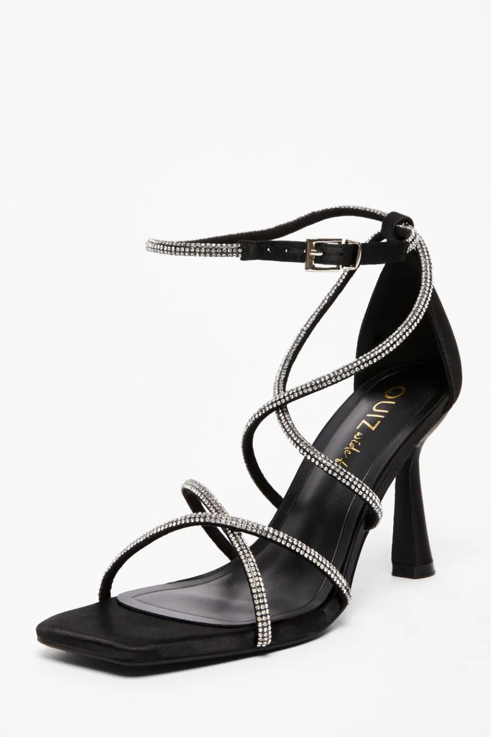 Wide Fit Black Diamante Heels