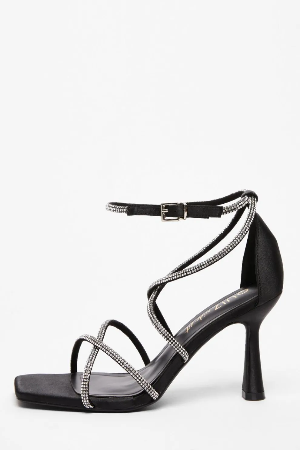 Wide Fit Black Diamante Heels