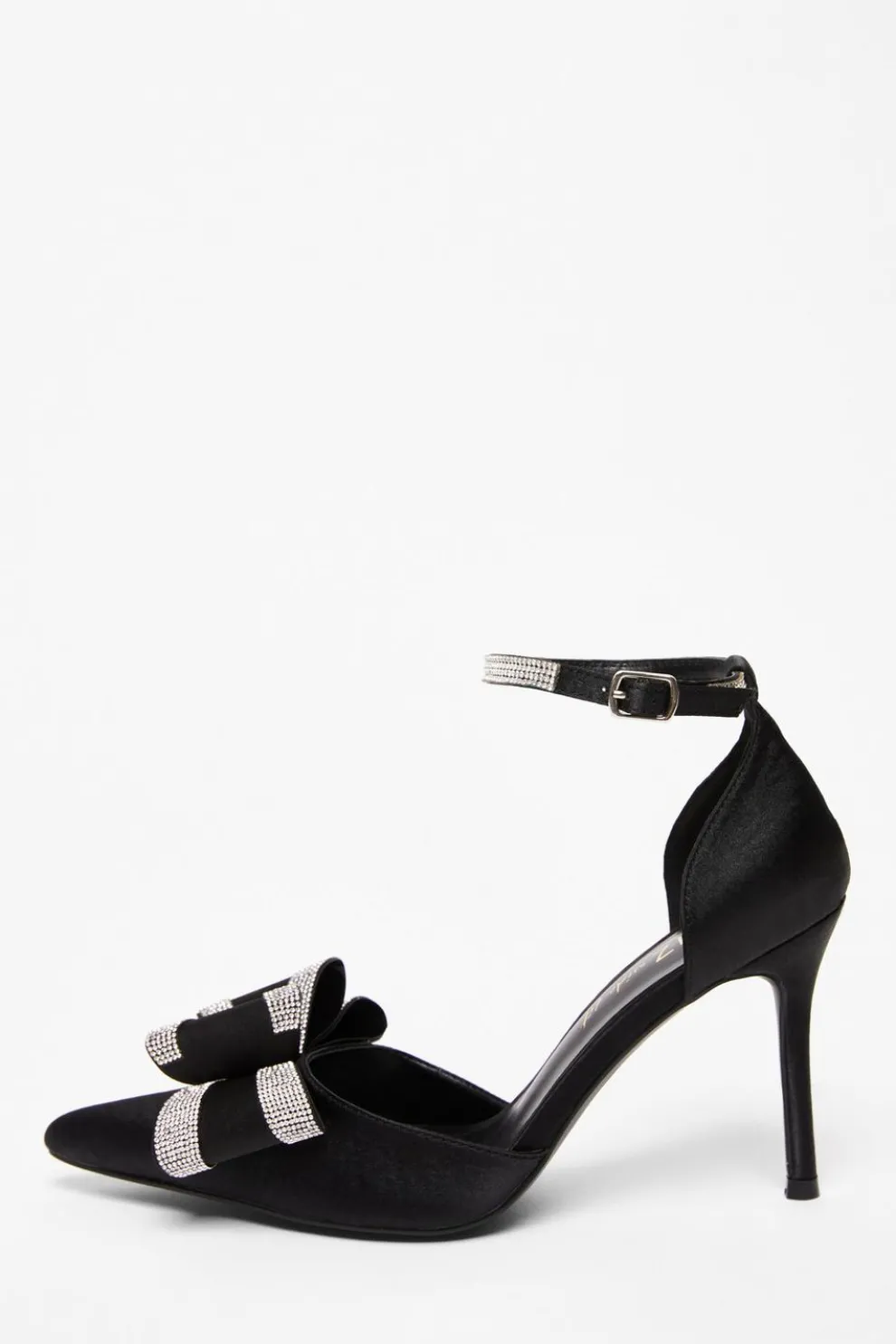 Wide Fit Black Diamante Court Heels
