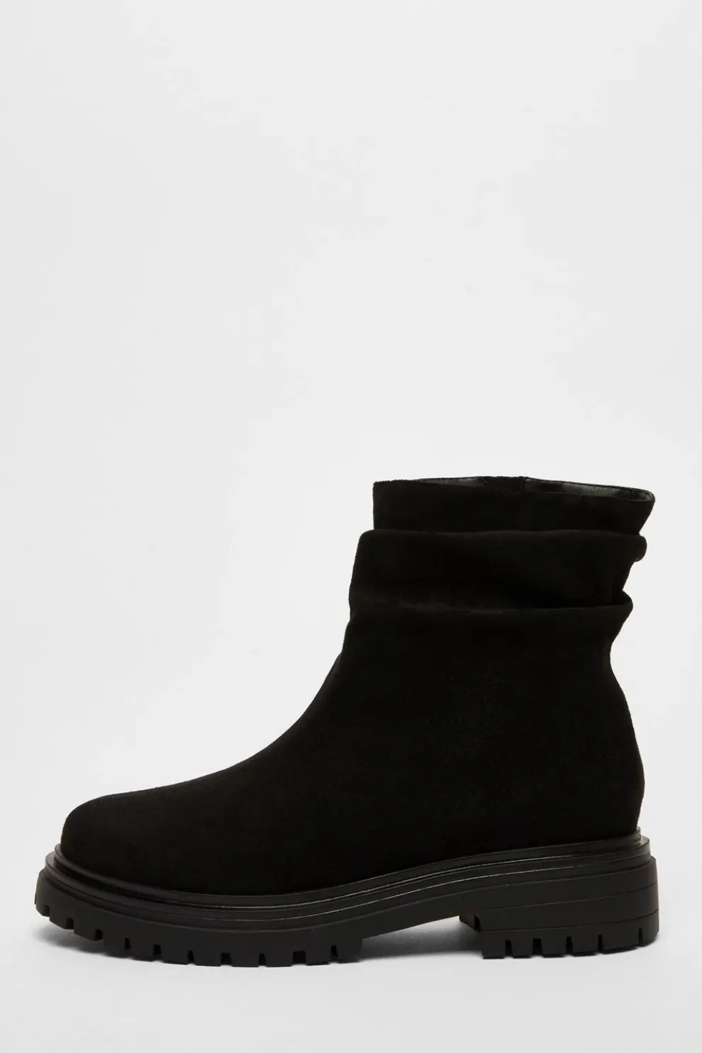 Wide Fit Black Faux Suede Ankle Boots