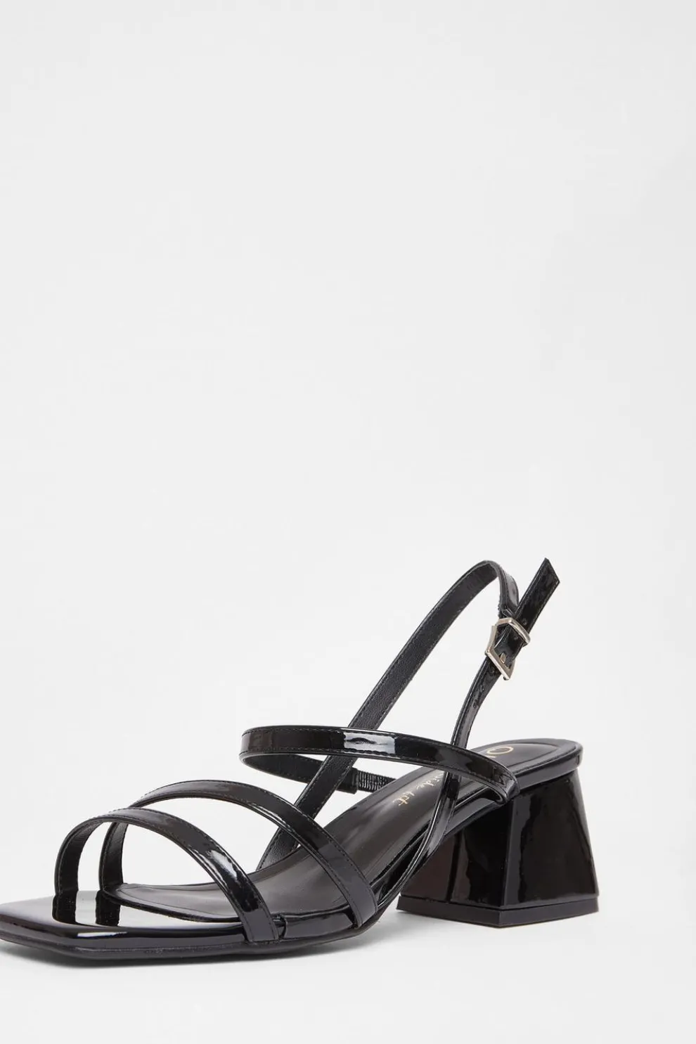 Wide Fit Black Patent Heeled Sandals