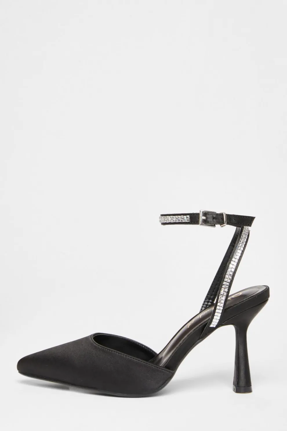 Wide Fit Black Satin Court Heels