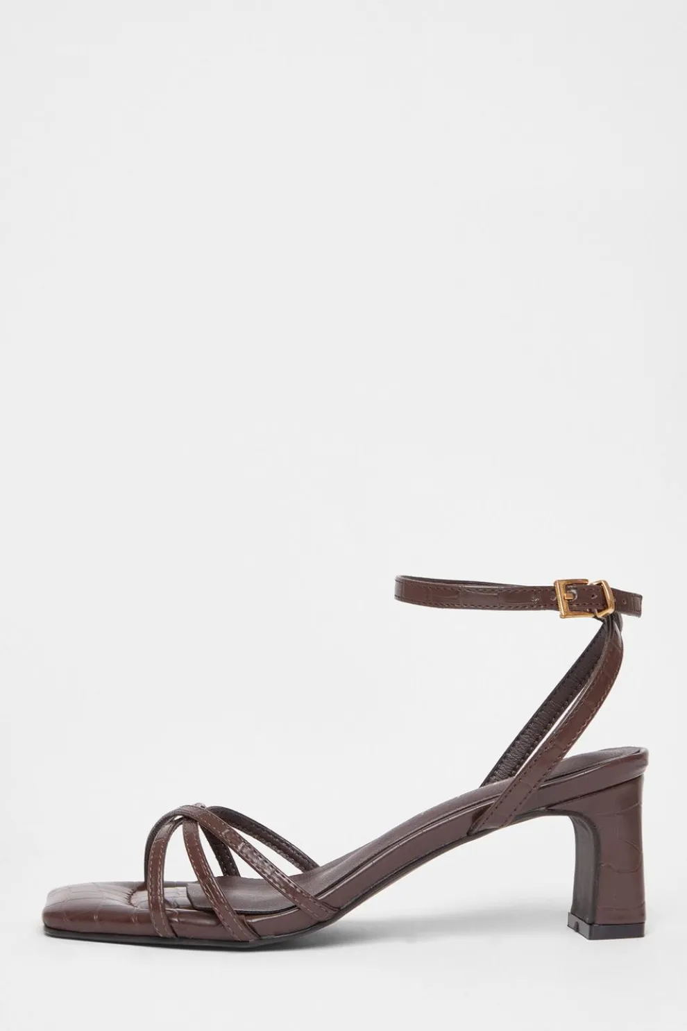 Wide Fit Brown Strappy Block Heels