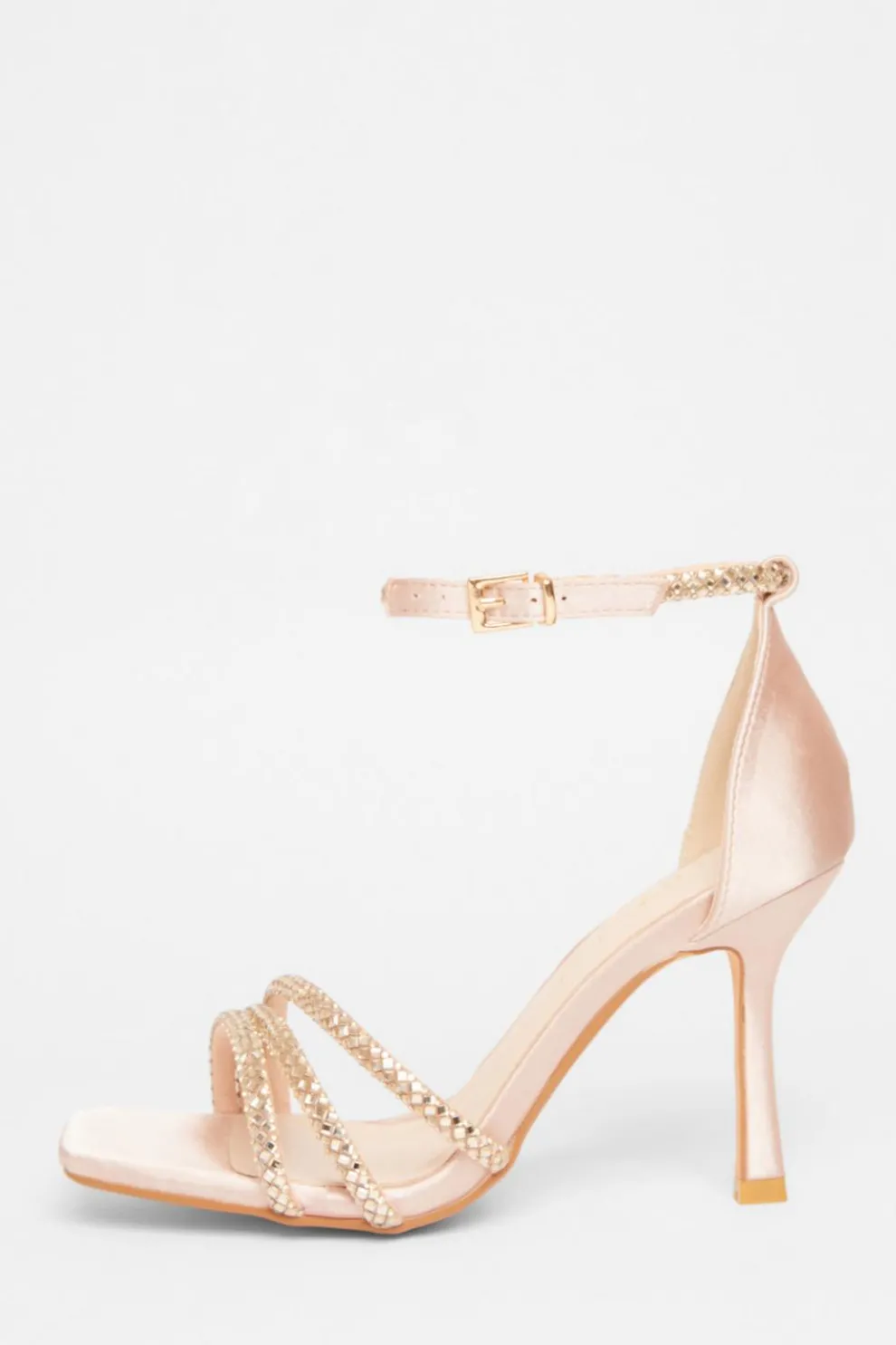 Wide Fit Champagne Diamante Strap Heels