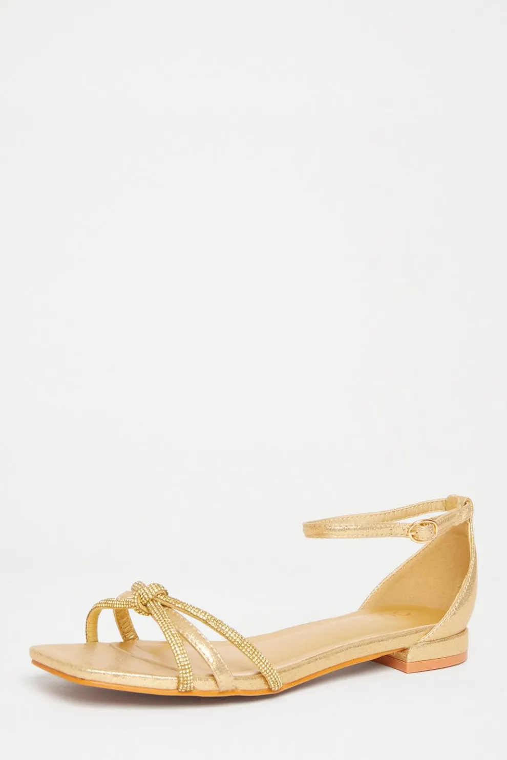 Wide Fit Gold Knot Front Sandals