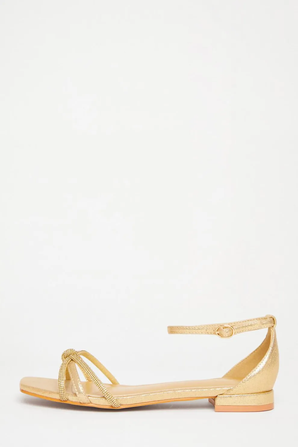 Wide Fit Gold Knot Front Sandals