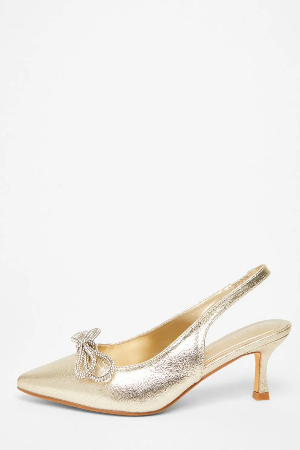 Wide Fit Gold Slingback Court Heels