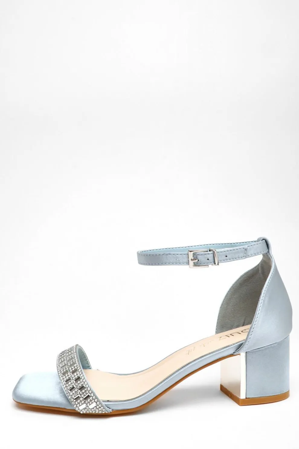 Wide Fit Light Blue Satin Heeled Sandals