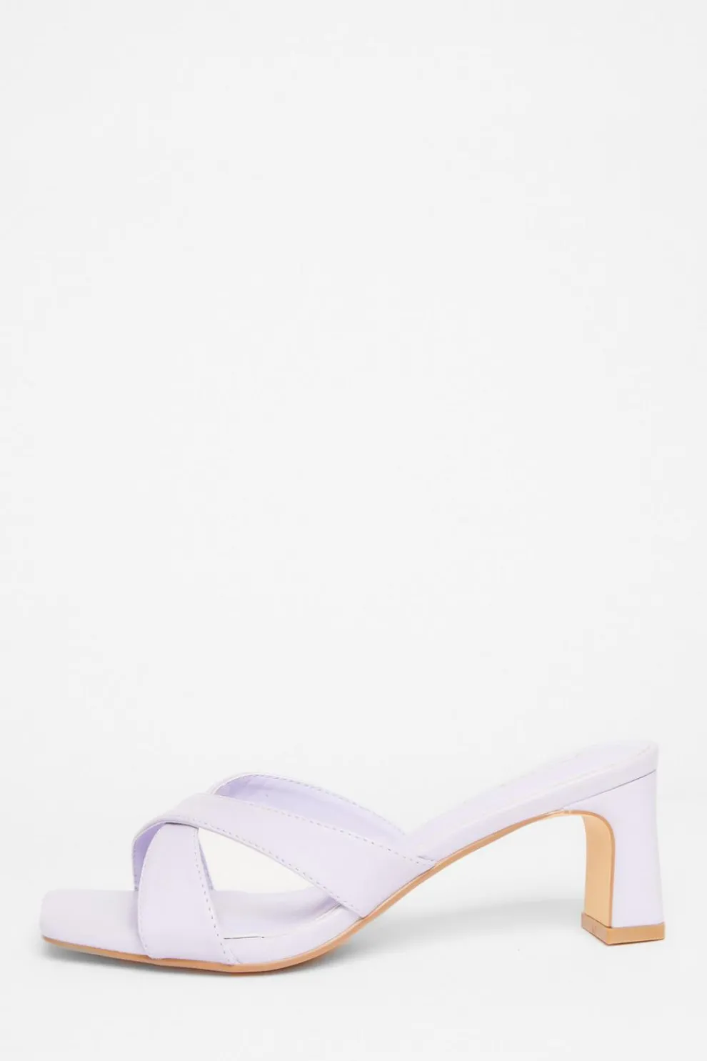 Wide Fit Lilac Cross Strap Mule Heels