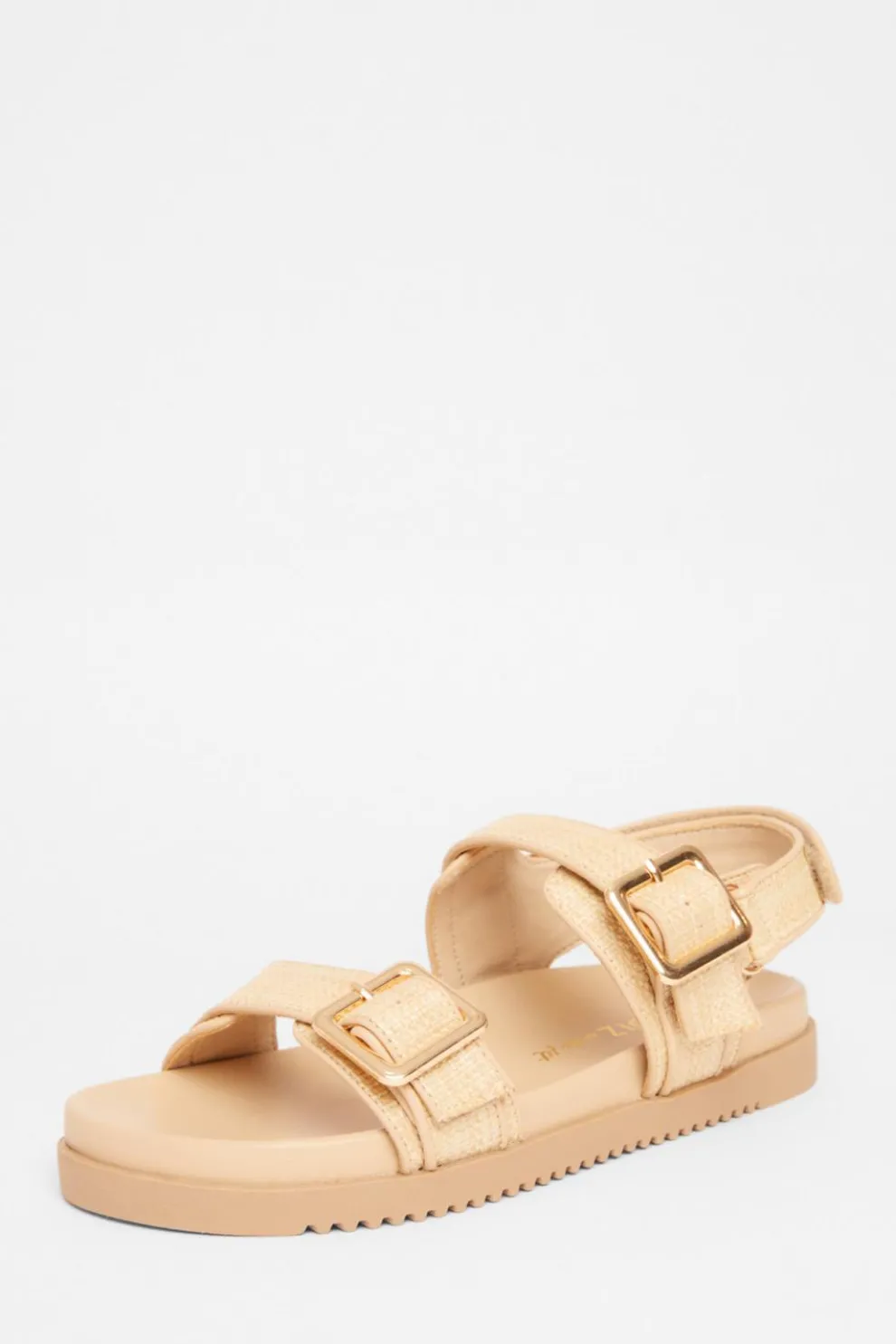 Wide Fit Nude Double Strap Sandals