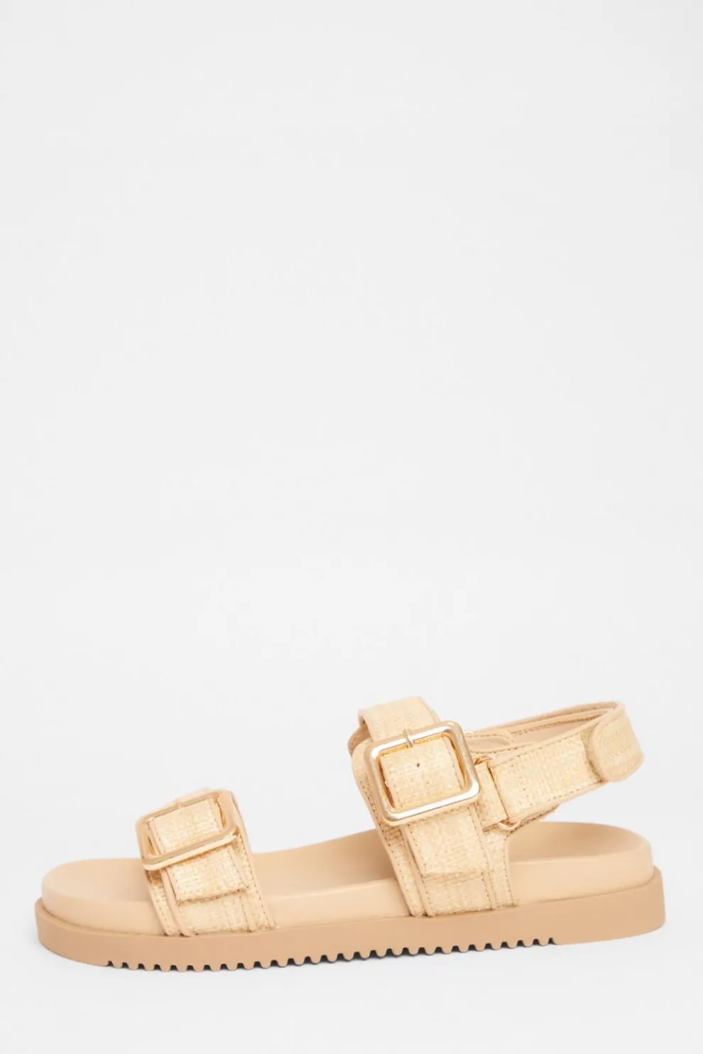 Wide Fit Nude Double Strap Sandals