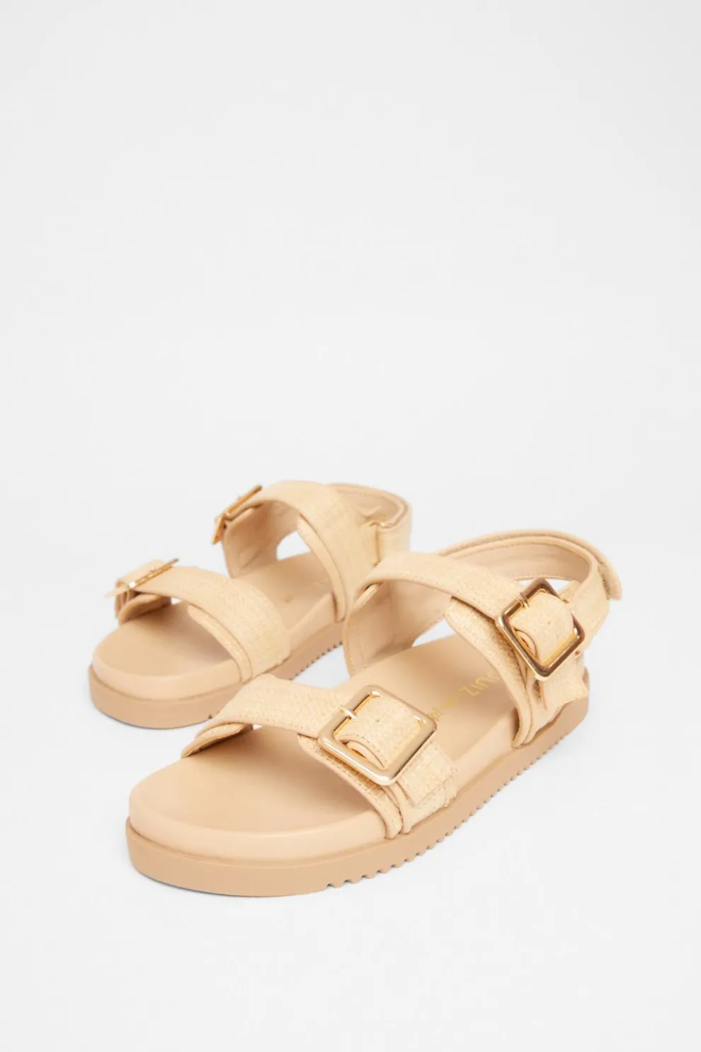 Wide Fit Nude Double Strap Sandals