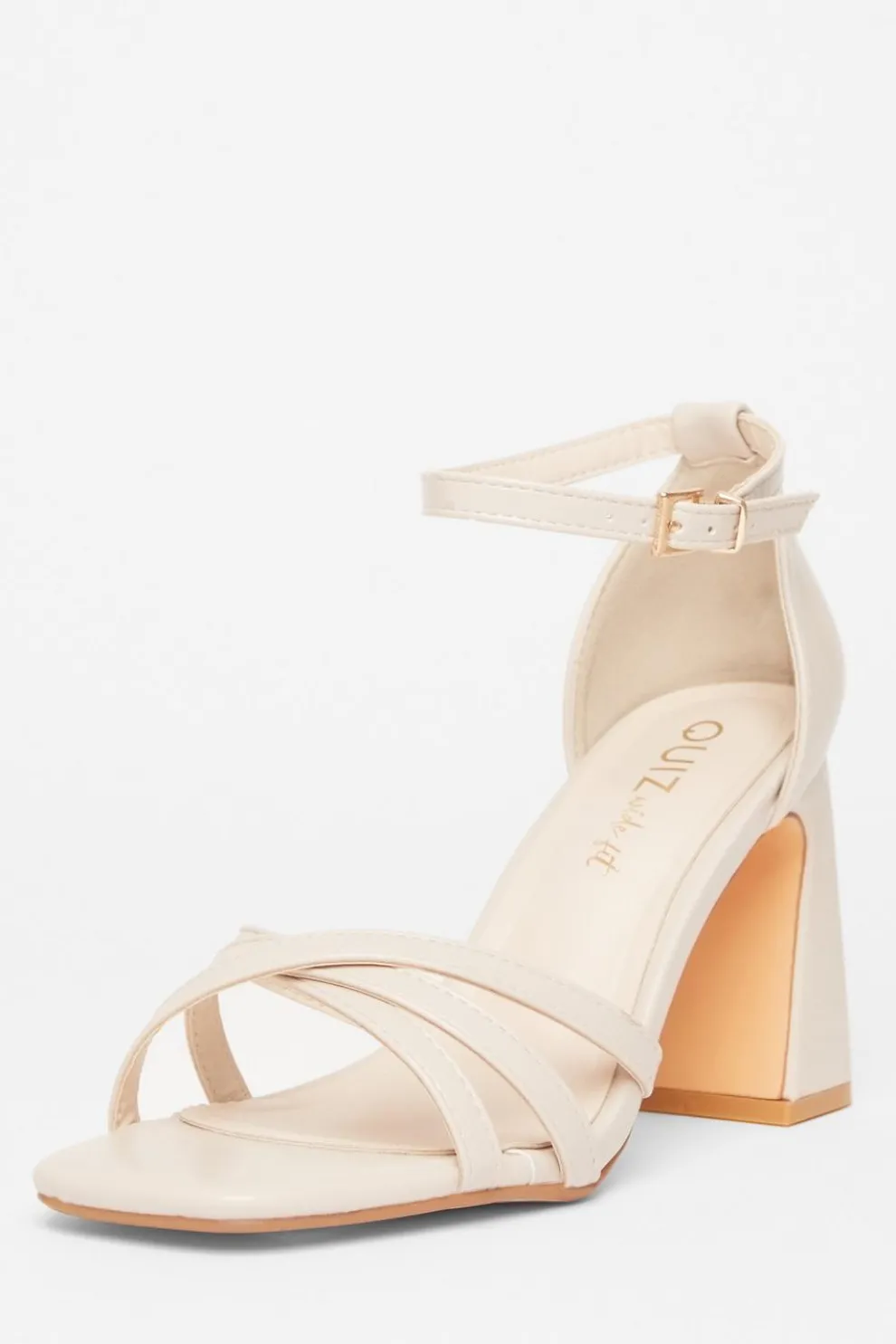 Wide Fit Nude Faux Leather Block Heels