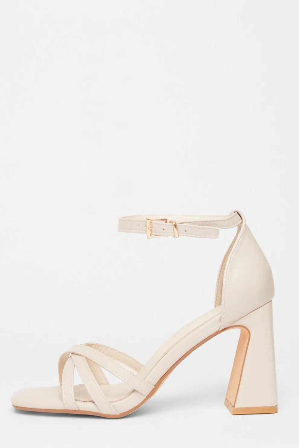 Wide Fit Nude Faux Leather Block Heels