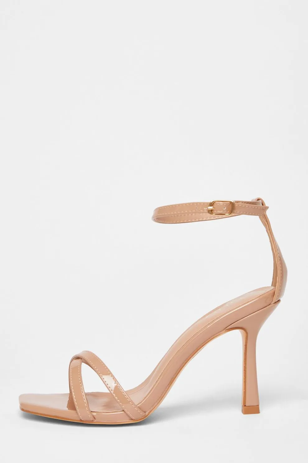 Wide Fit Nude Patent Cross Strap Heels
