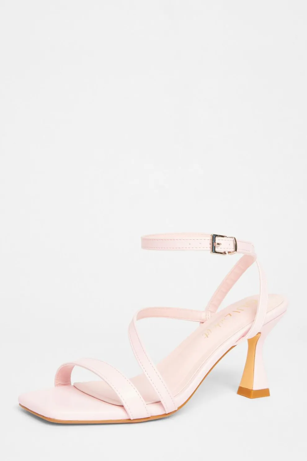 Wide Fit Pink Asymmetric Strap Heels
