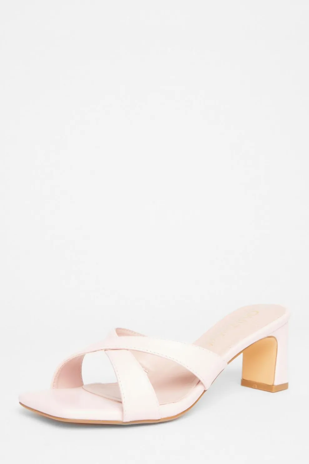 Wide Fit Pink Cross Strap Mule Heels