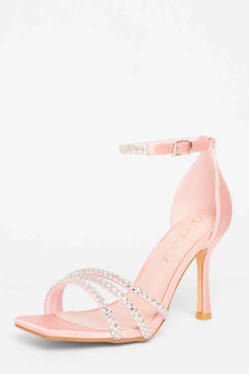 Wide Fit Pink Diamante Strap Heels