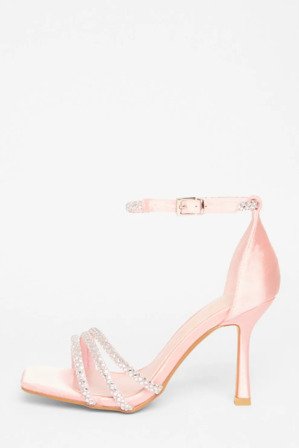 Wide Fit Pink Diamante Strap Heels
