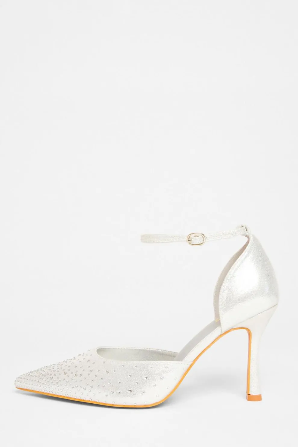 Wide Fit Silver Diamante Court Heels