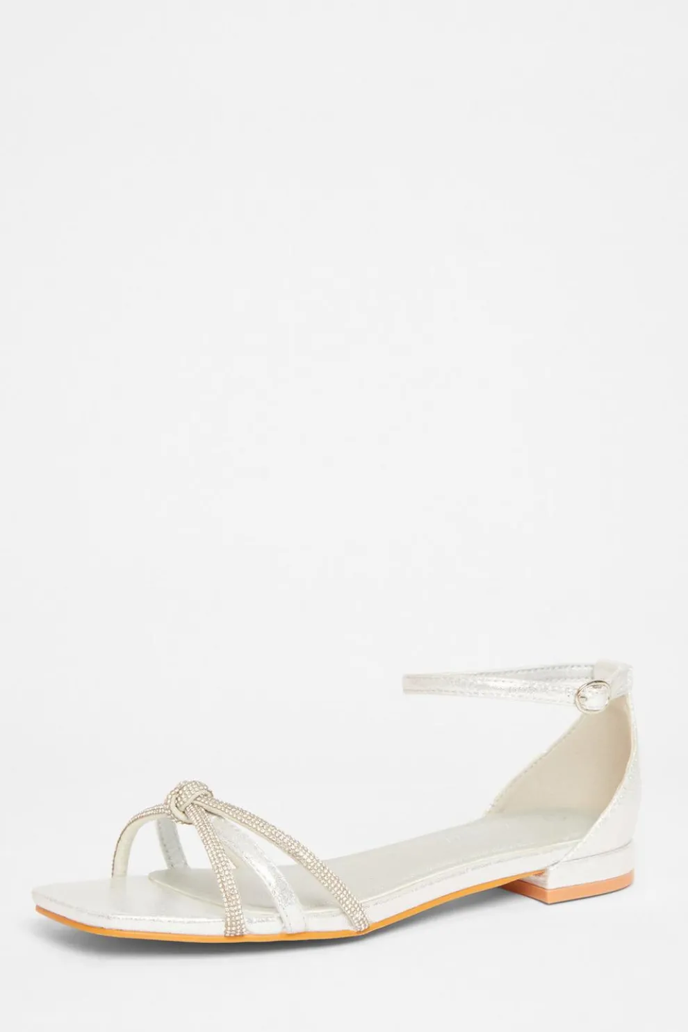 Wide Fit Silver Knot Front Sandals