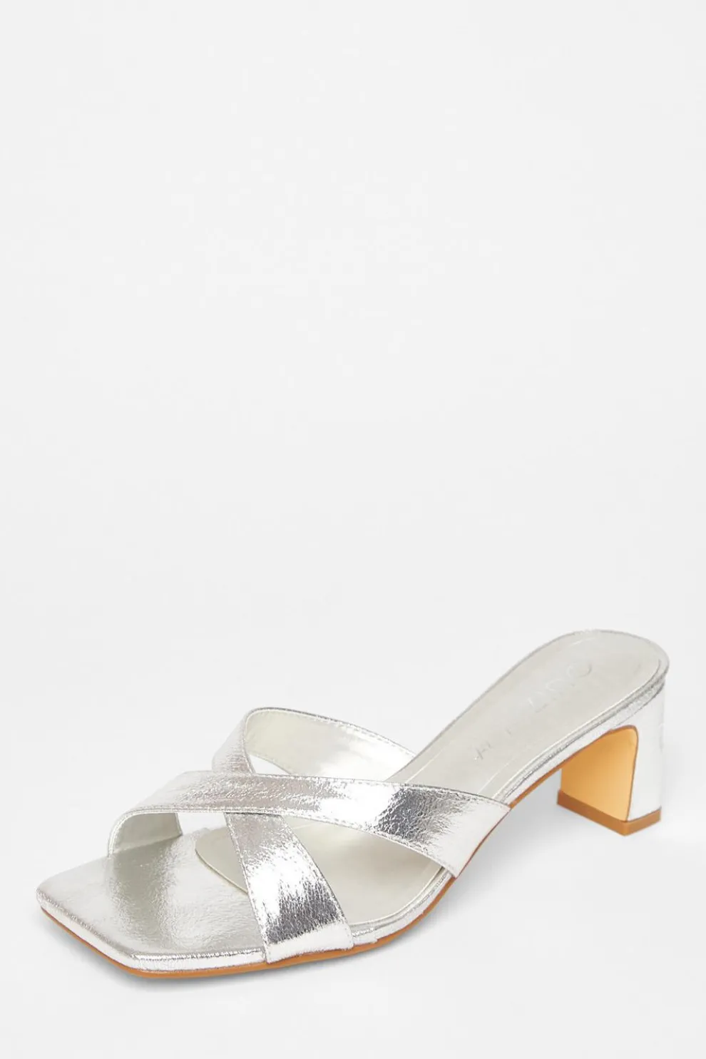 Wide Fit Silver Mule Heels