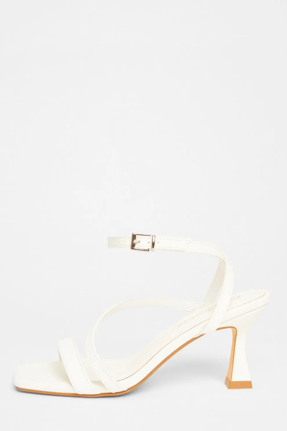 Wide Fit White Asymmetric Strap Heels