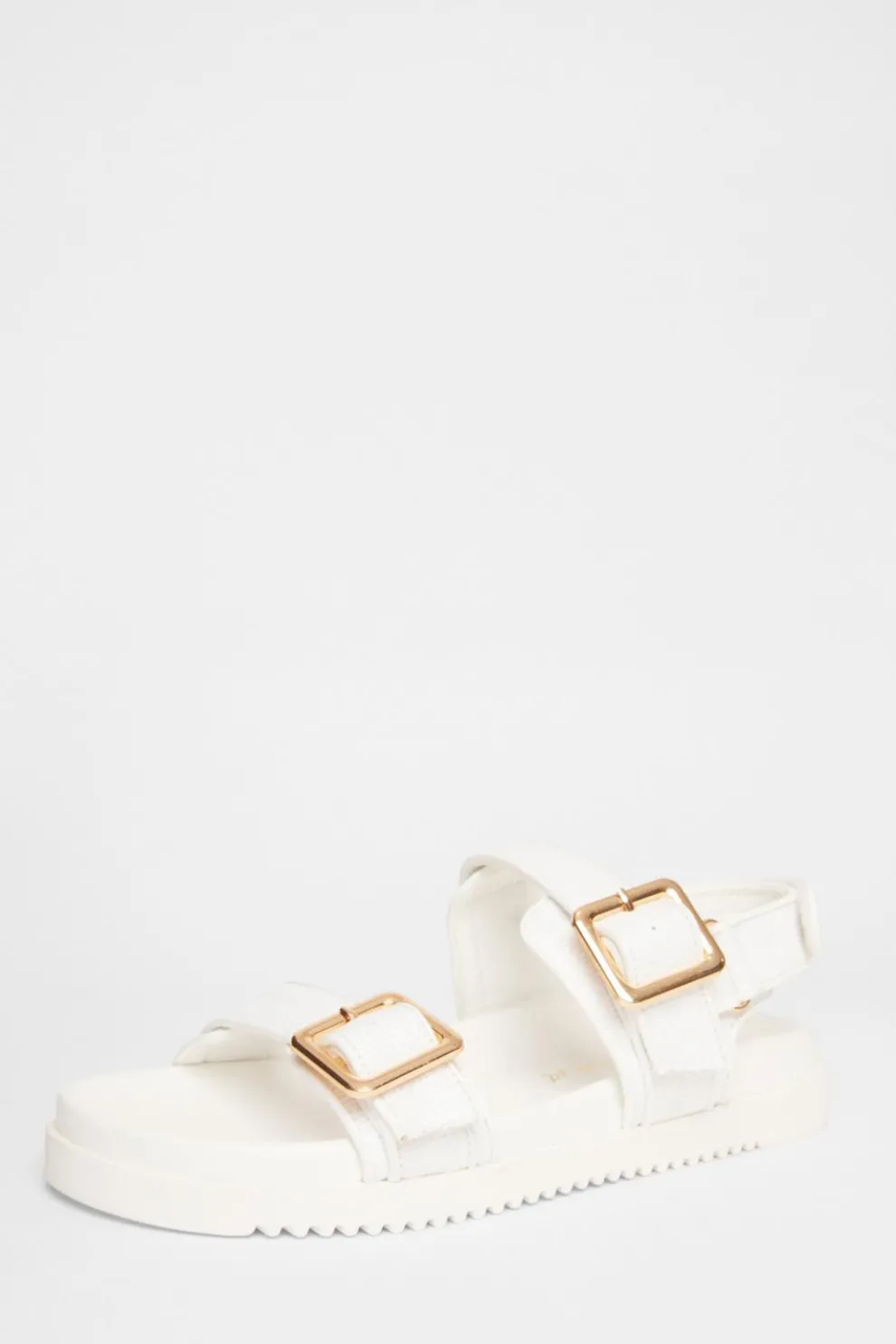 Wide Fit White Double Strap Sandals