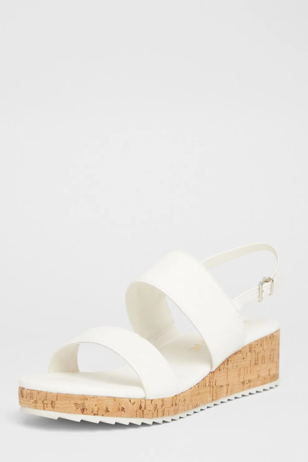 Wide Fit White Double Strap Low Wedges