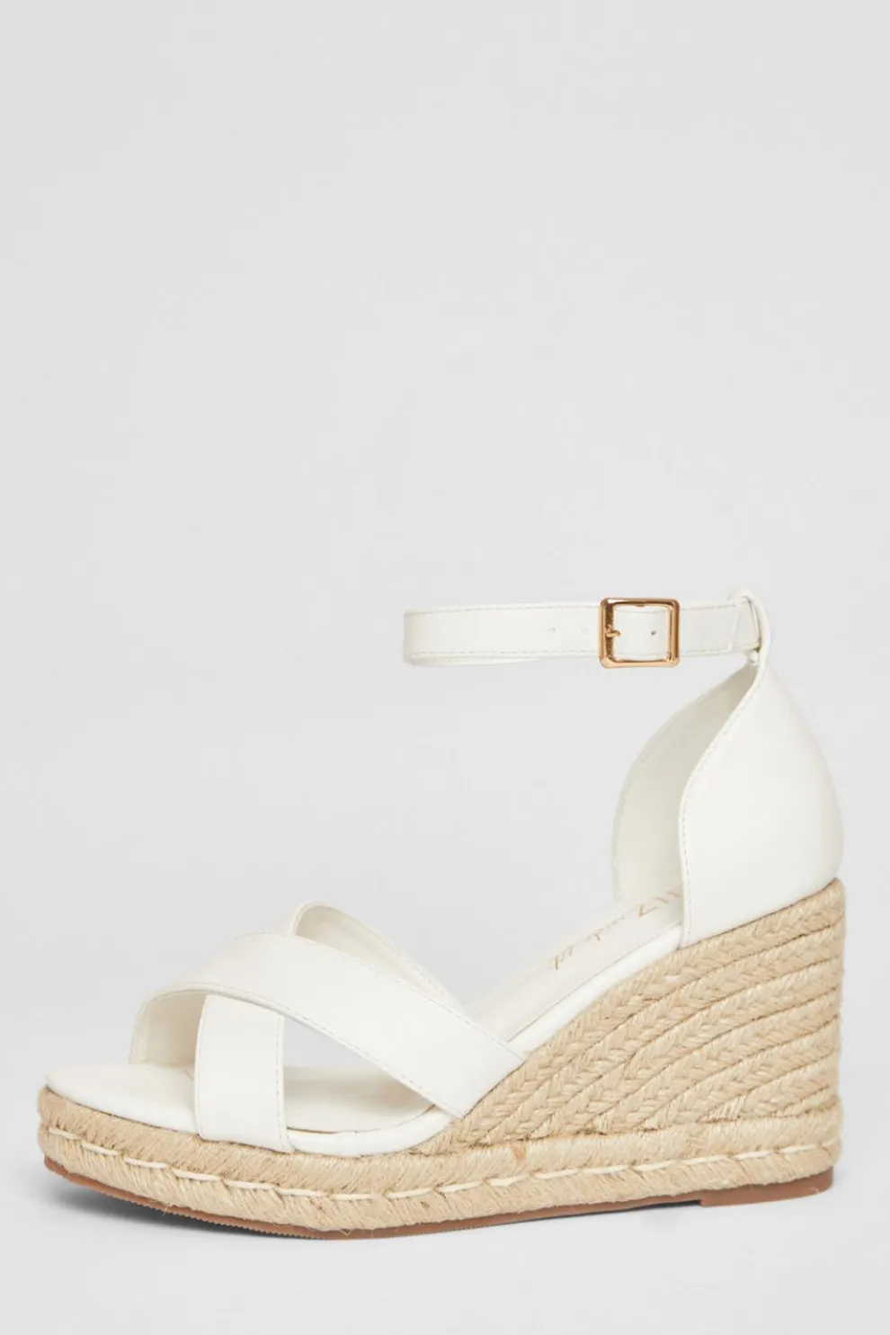 Wide Fit White Faux Leather Wedges