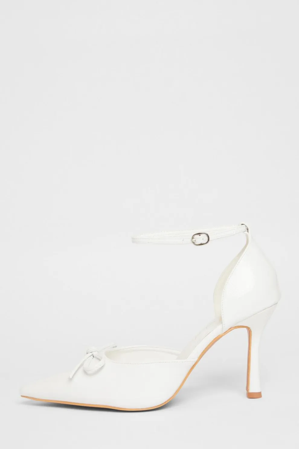 Wide Fit White Patent Bow Heels