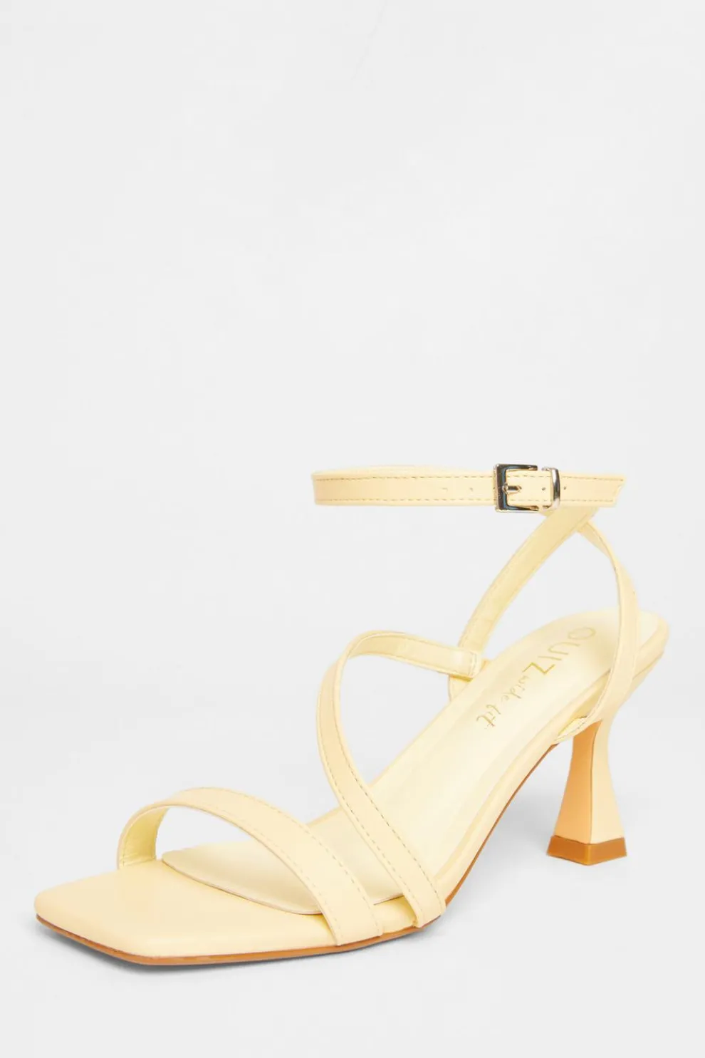 Wide Fit Yellow Asymmetric Strap Heels