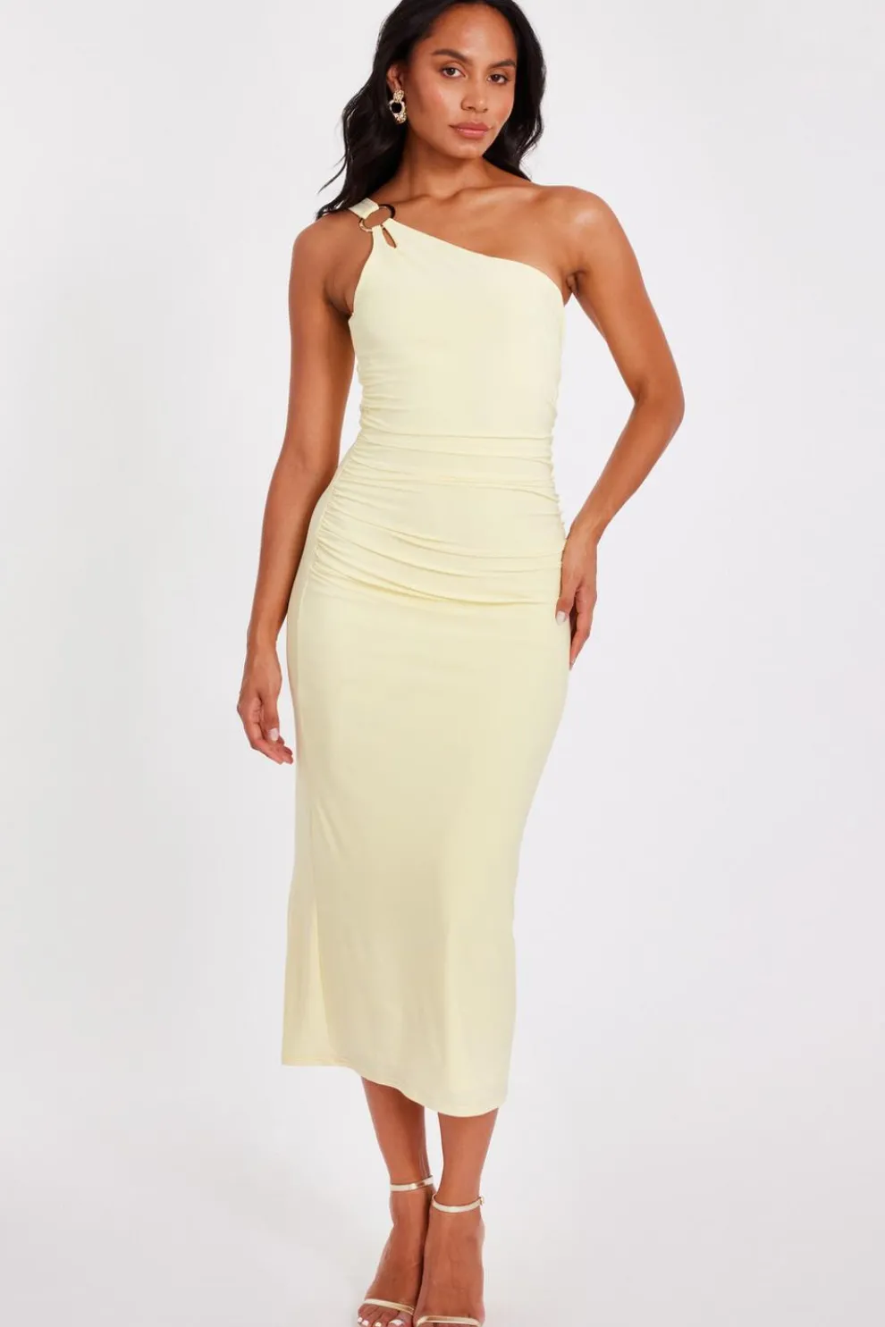 Yellow Buckle Detail Midaxi Dress