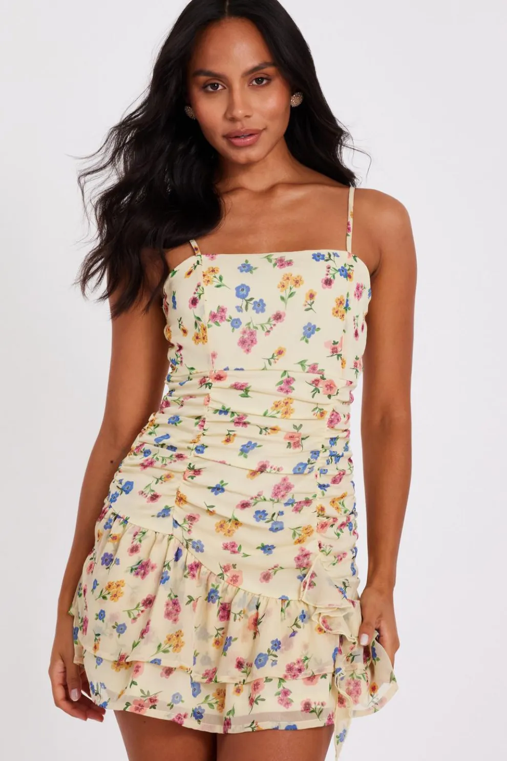 Yellow Floral Mini Dress