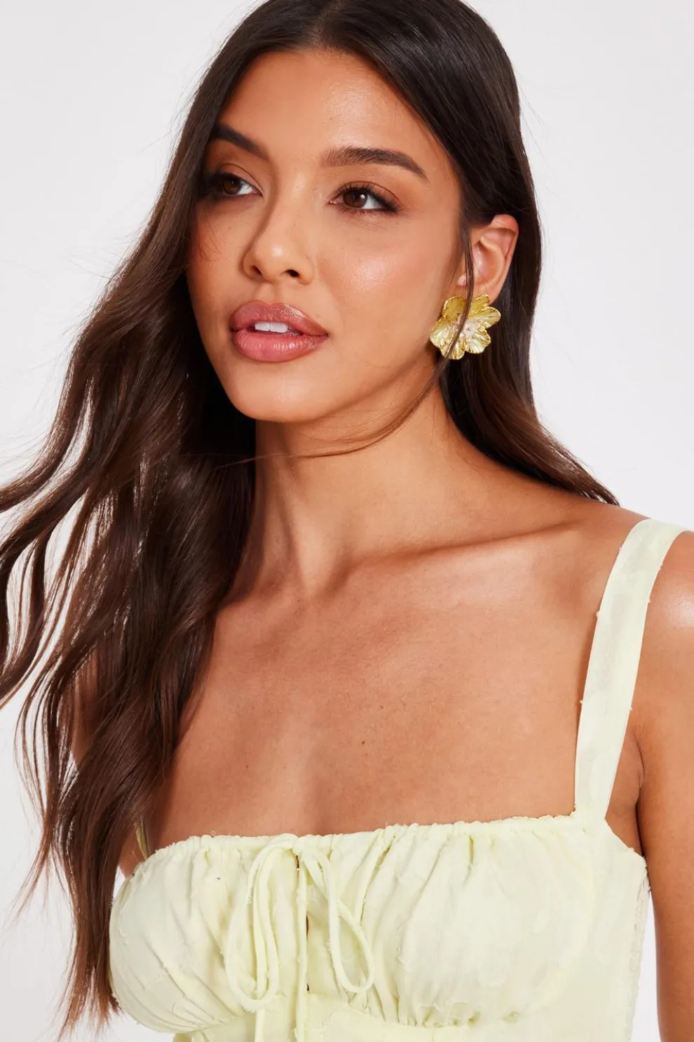 Yellow Floral Stud Earrings