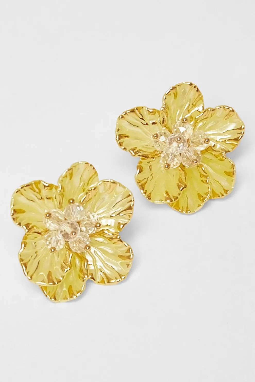 Yellow Floral Stud Earrings