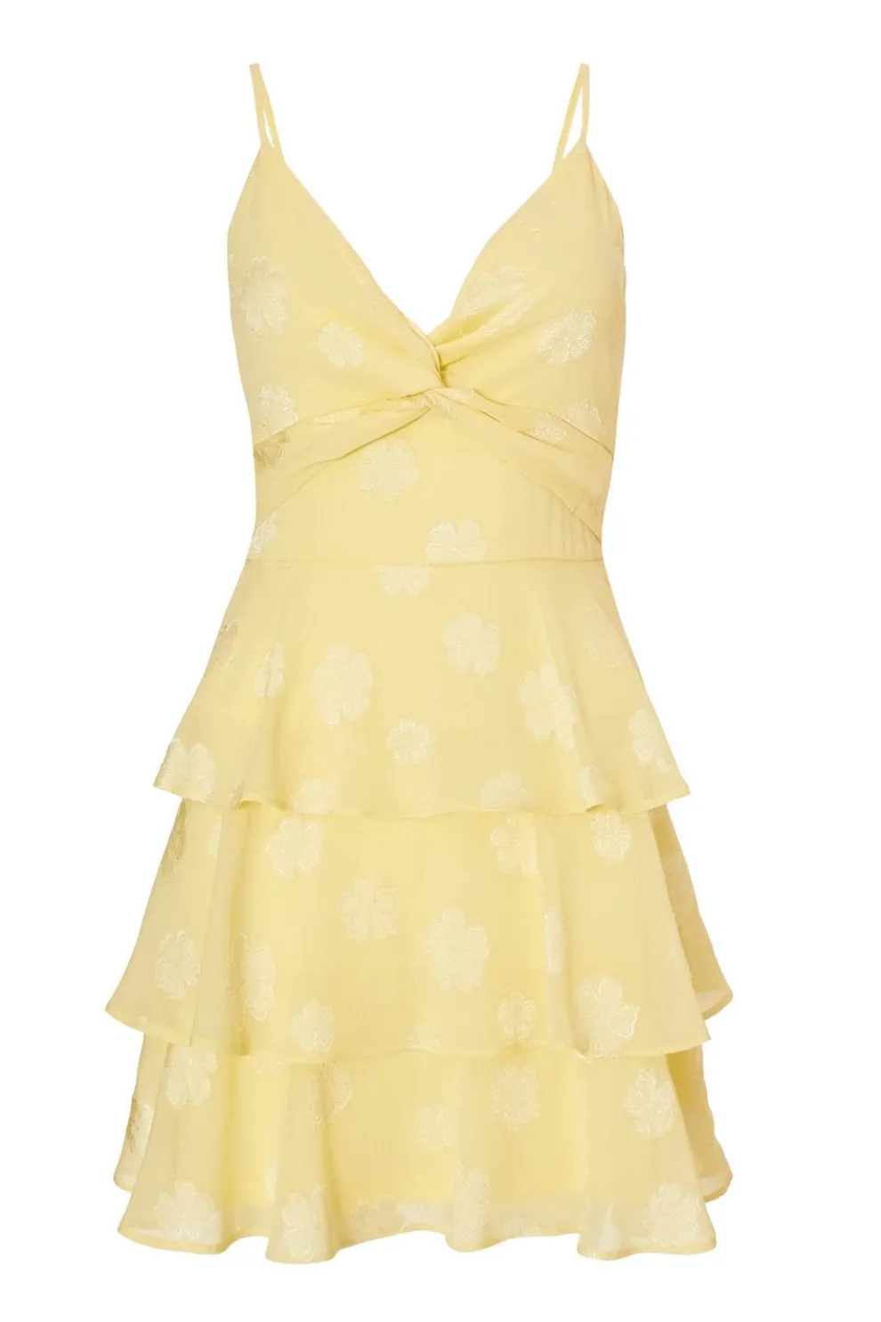 Yellow Floral Tiered Skater Dress