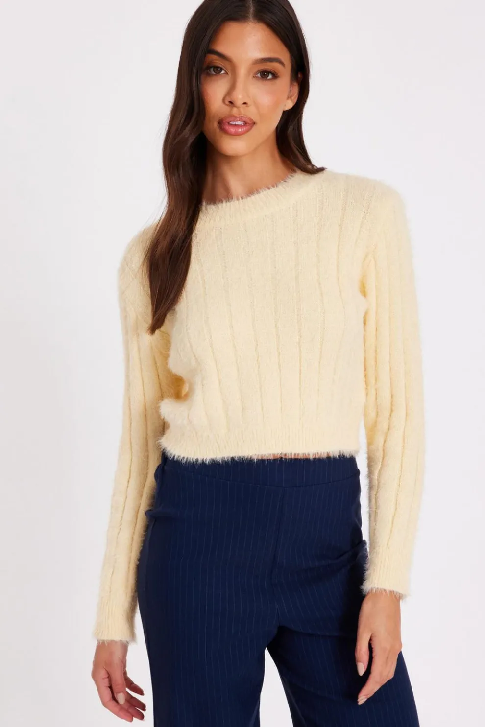 Yellow Knit Cropped Jumper