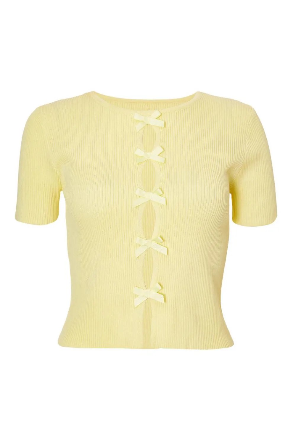 Yellow Knitted Bow Detail Top